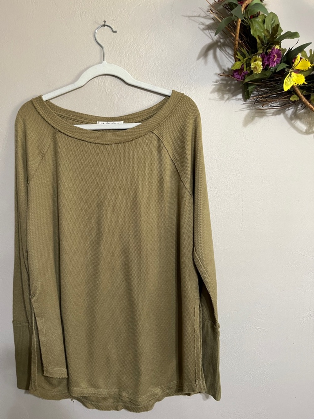 💐We The Free Olive Rib Knit Crewneck Top